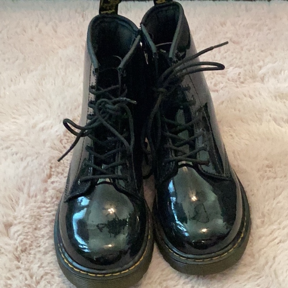 Kids black patent leather Doc Martens